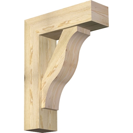 Ekena Millwork Funston Block Rough Sawn Bracket w/ Offset Brace, Douglas Fir, 8"W x 26"D x 34"H BKT0806X26X34FST05RDF